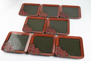 [ sickle . carving ][. chrysanthemum writing .. thing serving tray 8 customer 12975 ] 8 sheets set charge . Japan cooking . stone Japanese-style tableware .. lacquer wooden lacquer . seat small cooking ..