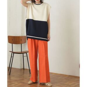 SENSE OF PLACE センスオブプレイス リネンライクハイウエストダブルタックパンツ カジュアルパンツ