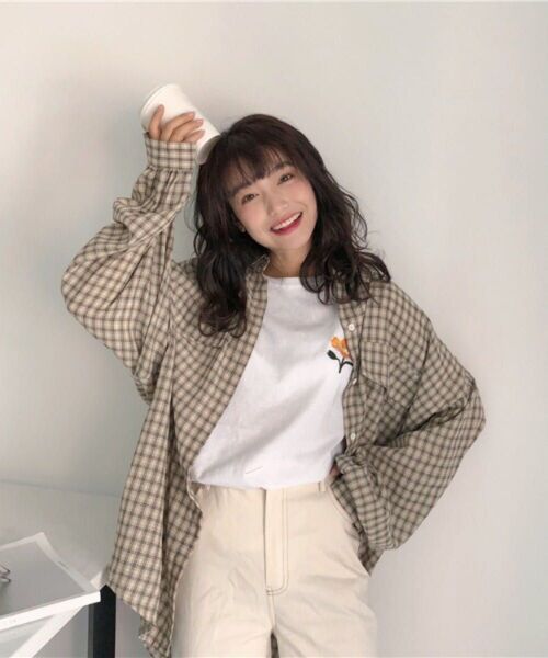 mangrove チェックドロップショルダー オーバーサイズシャツ 韓国