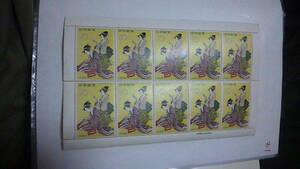 未使用切手　切手趣味週間　1959年　浮世源氏　１０円１０枚シート