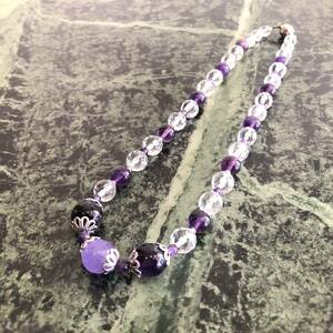 [Новое] натуральное каменное ожерелье ★ Аметист хрустальный цвет камень фиолетовый прозрачный цвет прозрачный