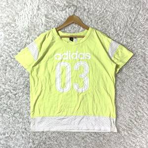 adidas アディダス 半袖Tシャツ イエロー 黄色 ホワイト 白 メッシュ コットン YA3552