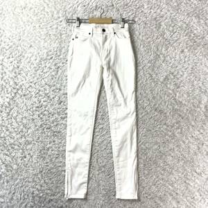 Johnbull ジョンブル スキニーパンツ ホワイトデニム 白 裾ジッパー S YA3690