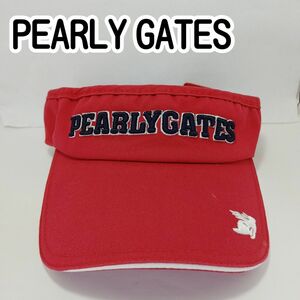 [USED]PEARLY GATES サンバイザー レッド Mサイズ(約57～59㎝)【0197】