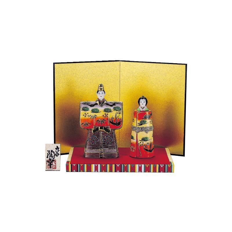 Kutani Ware No. 5 Standing Hina Doll Red Yellow Sheng N189-01, interior accessories, ornament, others