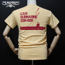 Tシャツ XL メンズ 半袖 ミリタリー 米海軍 NAVY サブマリン MAVERICKS ブランド クリーム_画像3