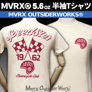 Tシャツ XXL 半袖 メンズ バイク 車 MVRX ブランド SpeedSter 生成り ナチュラル