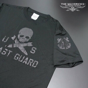 水陸両用 ラッシュガード にも使える メンズ 半袖 M ドライ Tシャツ U.S.CoastGuard アメリカ沿岸警備隊 スカル ミリタリー 黒 ブラック