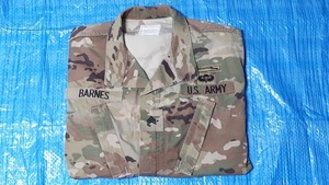 アメリカ陸軍 迷彩服 マルチカム 上衣のみ 階級章 U.S.ARMY ネーム 徽章 付き 米軍払下げ サバゲー 戦闘服 BDU 軍装コスプレ などに