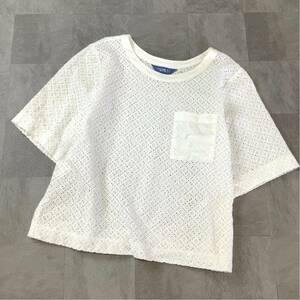 【爽やかなリネン100％】良品 Maker’s Shirt メーカーズシャツ 鎌倉シャツ レース編み ポケット カットソー フリーサイズ ホワイト