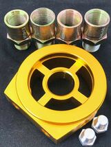 オイルブロック 油温計 油圧計 サンドイッチ型 センサー 1/8 ランエボ S13 S14 S15 R32 R35 R34 ハコスカ ケンメリ 金属 ゴールド_画像2