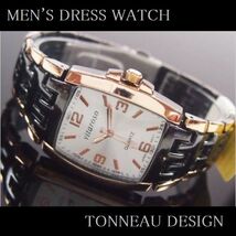 腕時計 トノー メンズ ドレスウォッチ新品ステンレス メタルバンドd1023SV_画像1