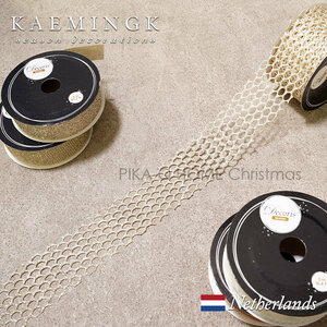  Christmas tree decoration ornament KAEMINGK white & Gold ribbon Gold mesh middle 4cm×5m[440135]