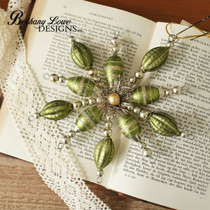 Рождественское орнамент Bethany Lowe Designs Vintage Star Burst Ording Green [LC0677]