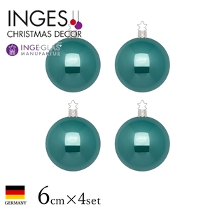 クリスマスツリー 飾り オーナメント ボール セット 北欧 INGE-GLAS MANUFAKTUR ラグーン(エメラルド)パール 6cm 4個入［13304T070］