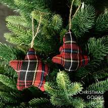 クリスマスツリー オーナメント INGE-GLAS GOODS フェルト ツリー もみの木 チェック柄 レッド 赤 9cm 2個入［700000778］_画像5