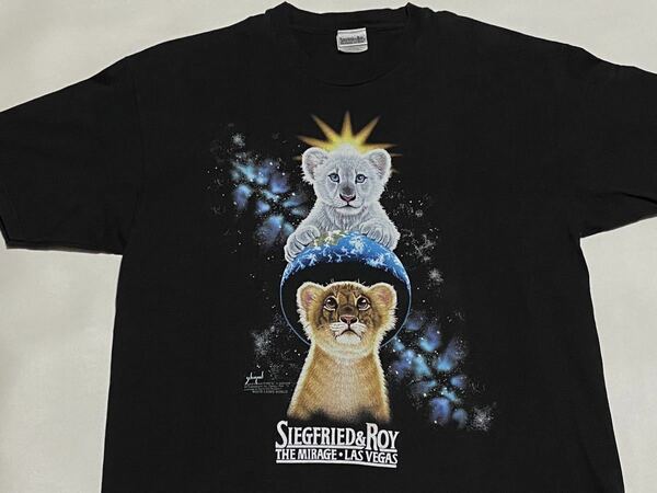 90's SIEGFRIED&ROY THE MIRAGE LAS VEGAS ホワイトライオン プリントTシャツ XLサイズ ビンテージ古着 ジークフリート&ロイ ラスベガス