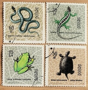 ポーランド 両生類爬虫類切手