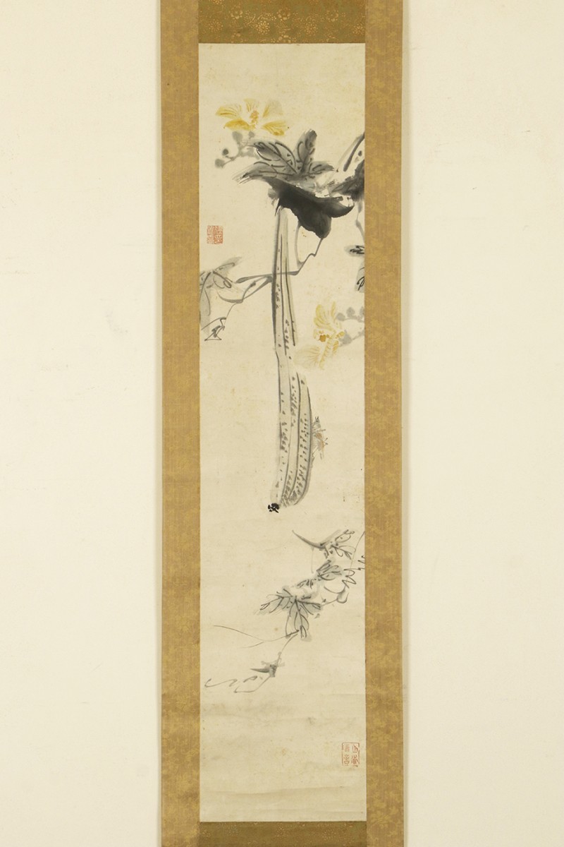 [Authentic Edo animal painting] Hanging scroll Ryodai Takebe Yugao Komushizu Mid-Edo period, haiku poet, painter, painting, artwork, book, hanging scroll