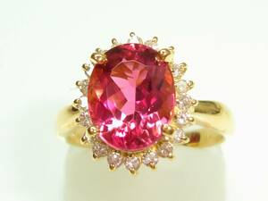 * including tax super special price!*K18 pink tourmaline, diamond ring PT2,55ct[ new goods ]* postage service!!