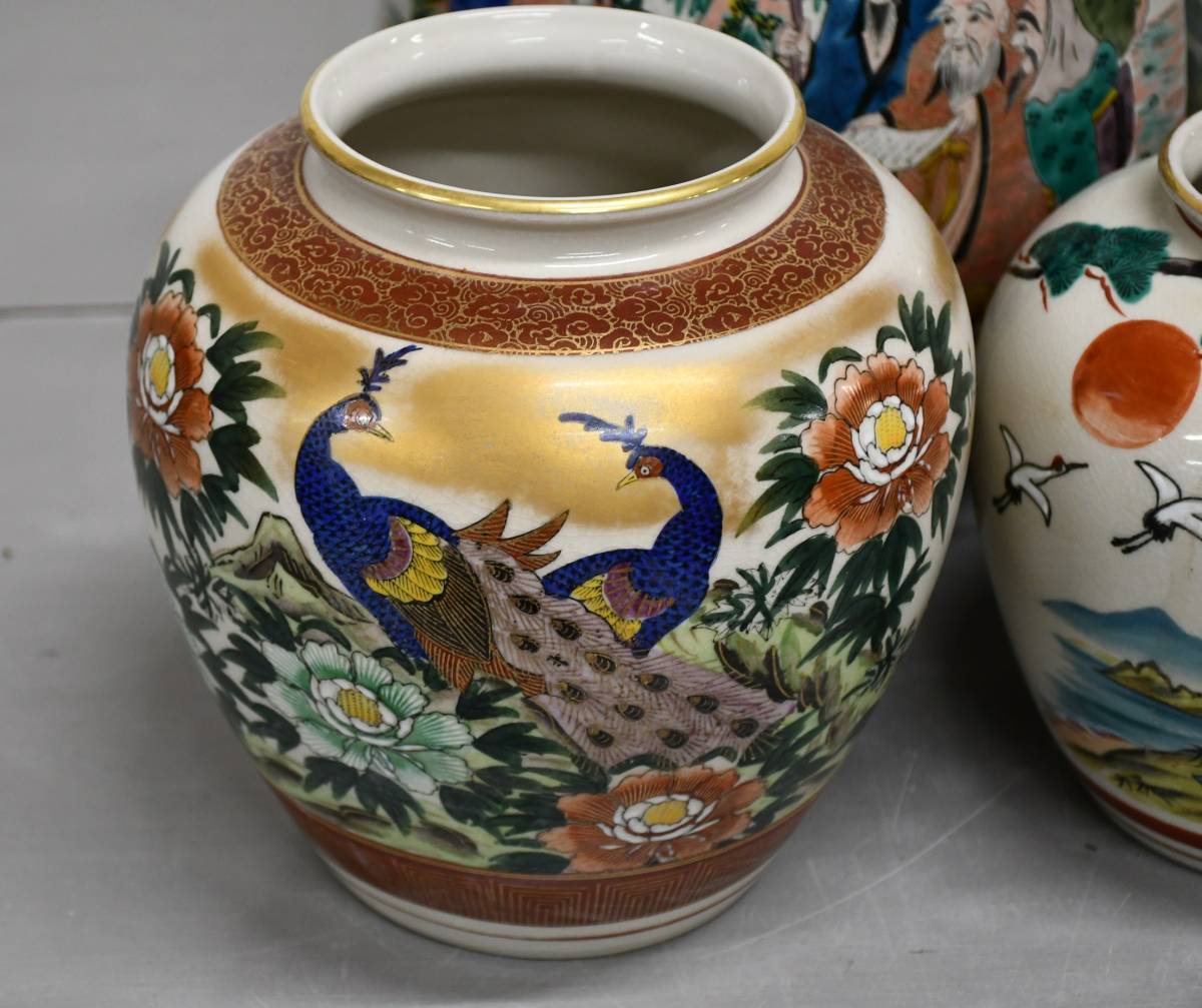 JY7-72【まとめ出品】九谷焼花瓶5点|九谷高峰・九谷錦正・九谷光山