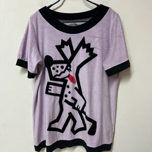 MIEKO UESAKO ミエコ・ウエサコ ベロア 半袖Tシャツ 42サイズ
