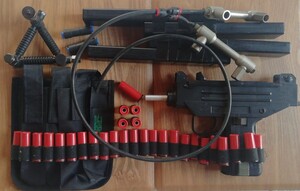 ジャンク品 MARUZEN マルゼン イングラム ロングマガジン M870 ショットシェル マイクロウージー マガジンポーチ ガスマウント