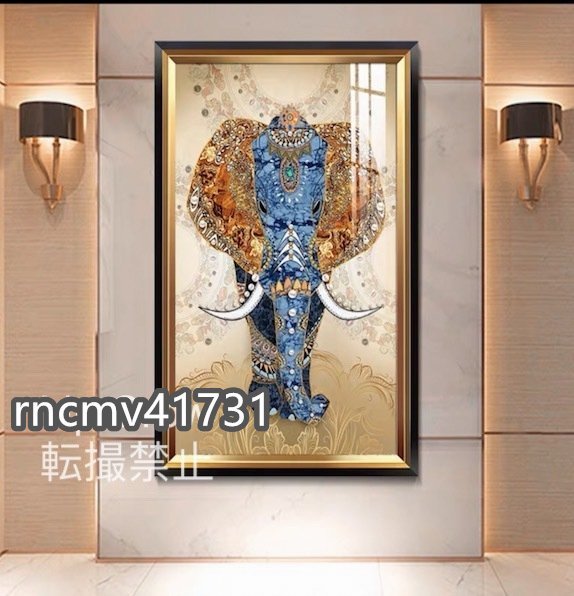 81SHOP Popular Beautiful Item★Elephant Luxurious Artwork Painting Decoration Drawing Room Decorative Painting Entrance Mural Hanging, artwork, painting, others