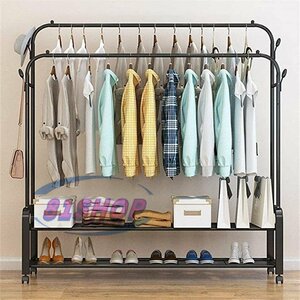 [81SHOP] total length 135CM hanger rack 2 step moveable shelves height withstand load coat hanger storage shelves steel shelves Western-style clothes .. stylish white 