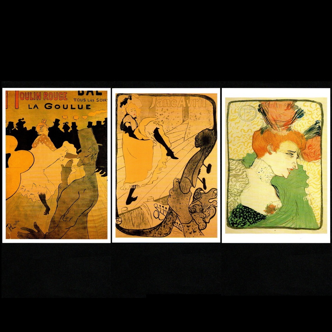 معرض فني للبطاقات البريدية المصورة معرض تولوز لوتريك: 100 عام بعد الموت تولوز لوتريك 2000 مجموعة من 3 بطاقات بريدية لرسومات مولان روج, المطبوعات, بطاقة بريدية, بطاقة بريدية, آحرون