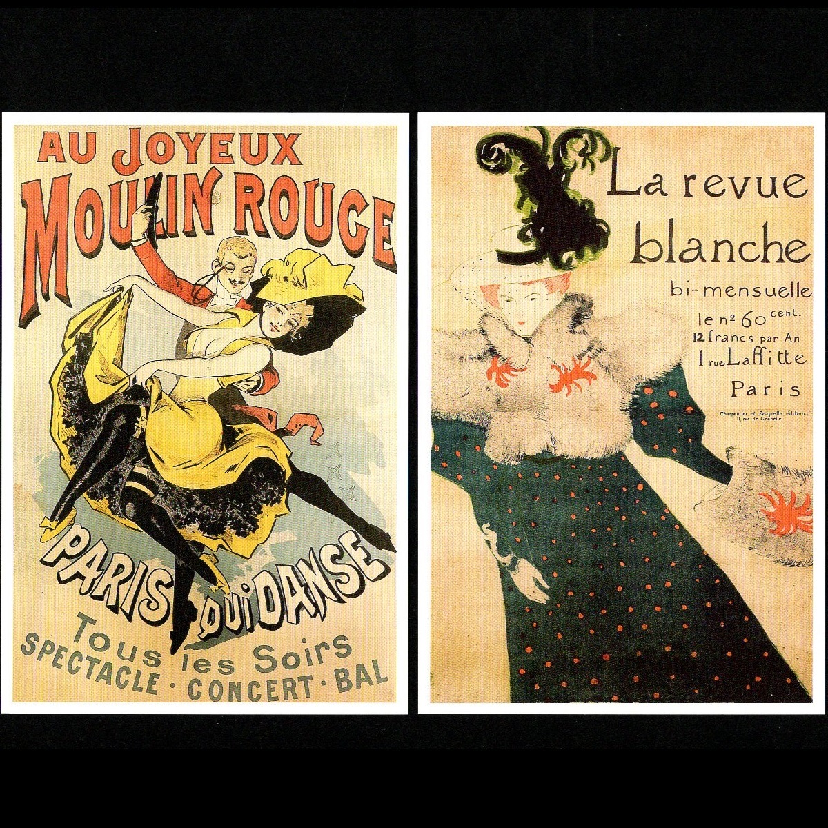 Postcard Art Exhibition Art Nouveau Poster Art Exhibition LIFE WITH POSTERS 1890-1920 Set of 2 Moulin Rouge Painting Postcards, Printed materials, Postcard, Postcard, others