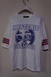 HYSTERIC GLAMOUR ROCK ME BABY Tee size S ヒステリックグラマー 七部袖 フットボール Tシャツ 日本製