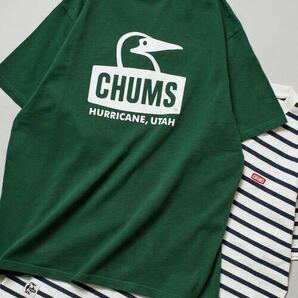 CHUMS×FREAK'S STORE/チャムス 別注 ブービーフェイス バックプリント クルーネックTシャツ M緑の画像1
