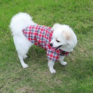 犬服 小型犬 おしゃれ チェック柄 Tシャツ春と秋 タンクトップ柔らか綿製 犬服 ペット服