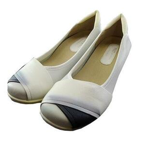CG3576# new goods nurse shoes pumps toes 2 color Cross design imitation leather light weight one leg 230g 24.5cm white / black 