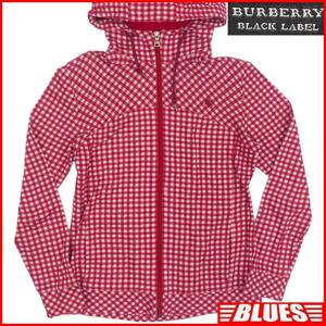 即決★BURBERRY BLACK LABEL★メンズM 廃版 スウェット パーカー バーバリーブラックレーベル 2 赤 チェック フーディー