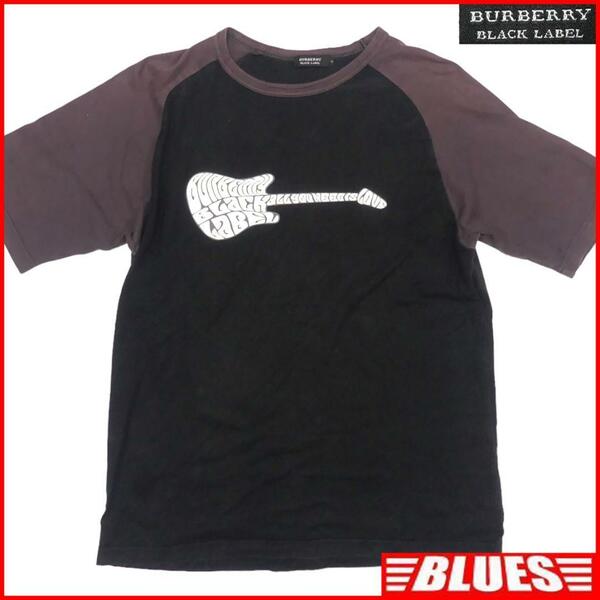 即決★日本製 BURBERRY BLACK LABEL★メンズL 廃版 Tシャツ バーバリーブラックレーベル 3 黒 カットソー 半袖