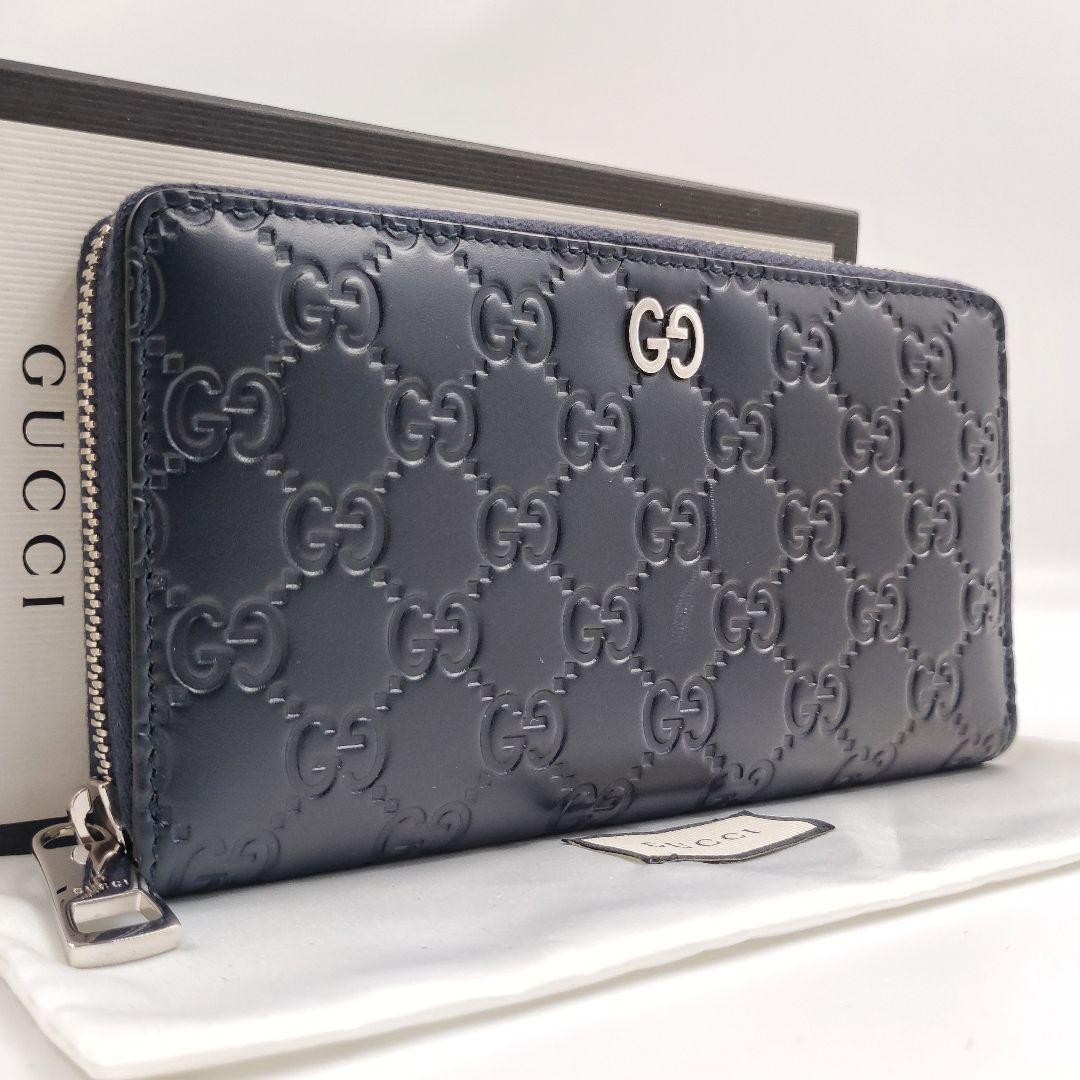 1円 □美品□ GUCCI グッチ 496317 シェリーライン レザー ラウンド