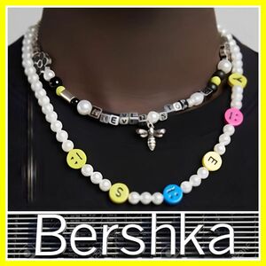 未使用●匿名配送●Bershka ベルシュカ●2連●パールネックレス●スマイル●新品●メンズ　レディース●オシャレ