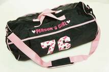 【厳選】 PERSON'S GIRL パーソンズ ガール 76 ハートマーク お嬢様かわいいボストンバッグ 人気 ブラック/ピンク 旅行鞄_画像1