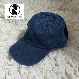 数回着用 newhattan ニューハッタンキャップ メンズレディース兼用 ユニセックス デニム素材 キャップ帽子 CAP