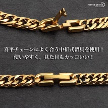 幅6mm ステンレス 6面カット ダブル喜平ネックレス ゴールド ダブル喜平チェーンネックレス 金 18k gp (50cm)_画像5