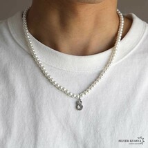 ナンバーネックレス パールネックレス シルバー 数字ネックレス 真珠 ハワイアンネックレス (0、50cm)_画像8
