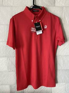 ブリヂストン ゴルフ ポロシャツ ボタンダウン Sサイズ 赤送料無料 半袖シャツ