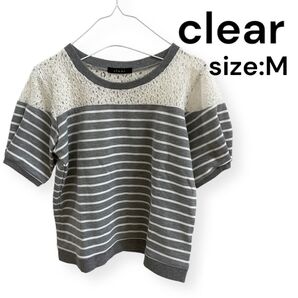 【即日配送】clear/クリアー レースボーダー半袖 Mサイズ