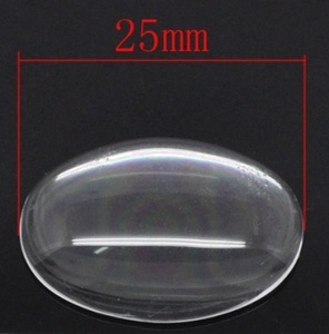 ガラスドームカボション30個クリアガラス（オーバル楕円型）オリジナルカボション作りに（25mm×18mm）
