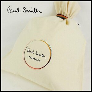 新品 ポールスミス Paul Smith 巾着袋 コットン マルチストライプ紐 TRAVELLER & Paul Smith ロゴプリント 【B2438】