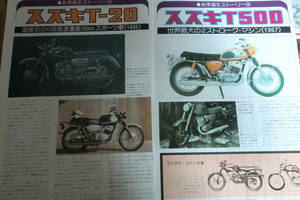 1960年代　スズキ T500 & T20 (誕生ストーリー 記事) 昔の本の切り抜き　　 ( 送料230円)　モーターサイクリスト