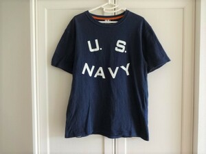 送料230円■AVIREX ヴィンテージ風 シングルステッチ 半袖Tシャツ 紺 USN■アヴィレックス 復刻 アメカジ 古着 レプリカ 米軍 海軍 US NAVY