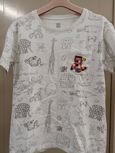 graniph　グラニフ　エルマー　Tシャツ　M　正規品　エルマーの冒険　絵本　UK　英国　グラフィック　イラスト　欧州　総柄　胸ポケット